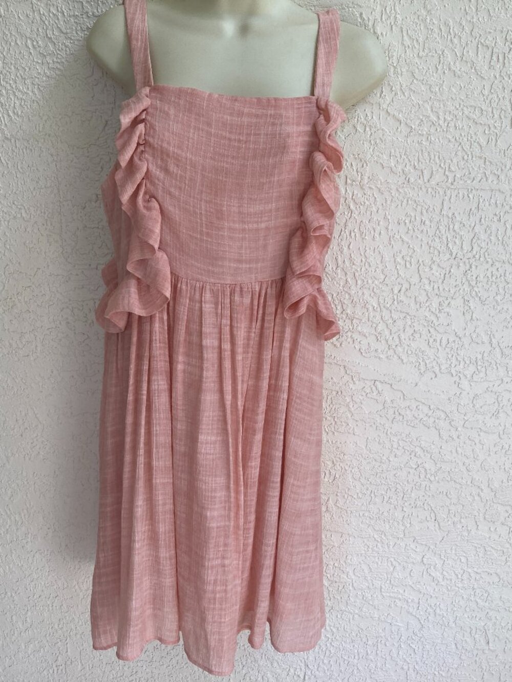 ESLEY PINK SUNDRESS SZ M RUFFLED LINED OCCASION NWOT Above Knee